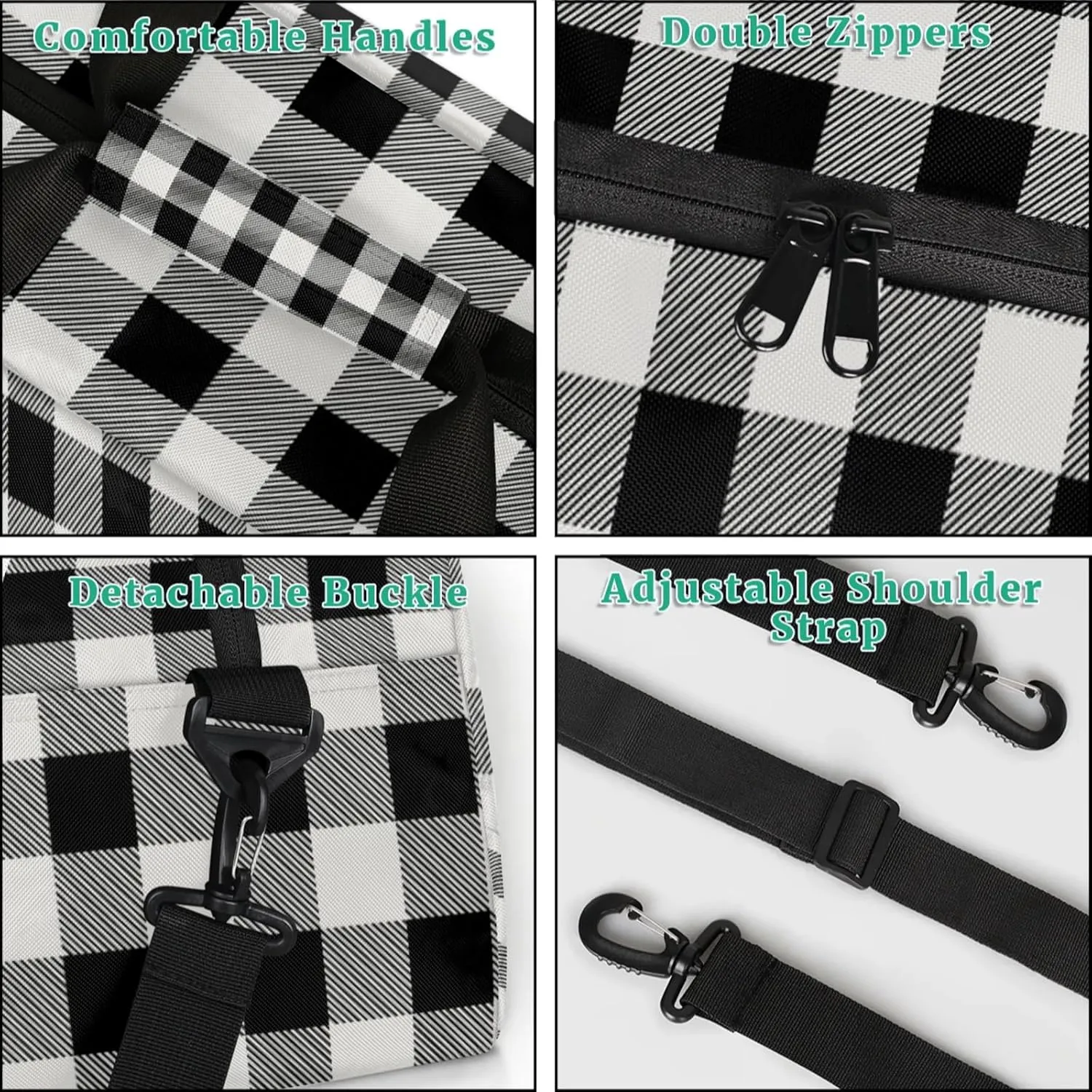 Buffalo Plaid 18 inch Small Gym Bag for Women and Men, Lightweight Carry On Weekender Bag Mini Duffel Bag for Travel Sports Workout