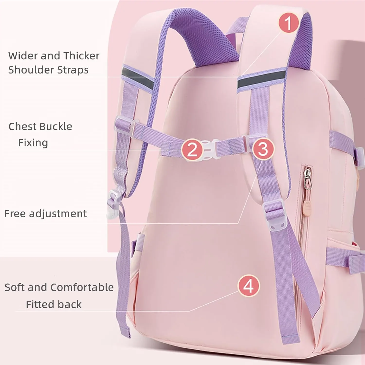 Bunny Backpack for Girls Cute Kids Bookbag for Elementary School Kawaii Preschool Outdoor Daypack Purple