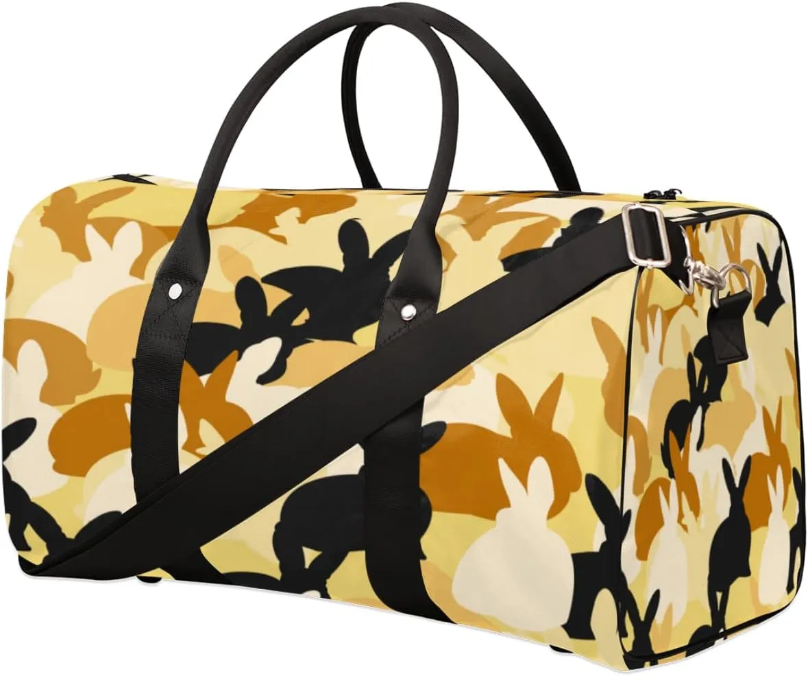 Bunny Shadow Travel Duffle Bag Waterproof Foldable Weekender Bags for Women and Men Durable Carry on Overnight Bag with Shoulder Strap Lightweight Sports Gym Tote Bag