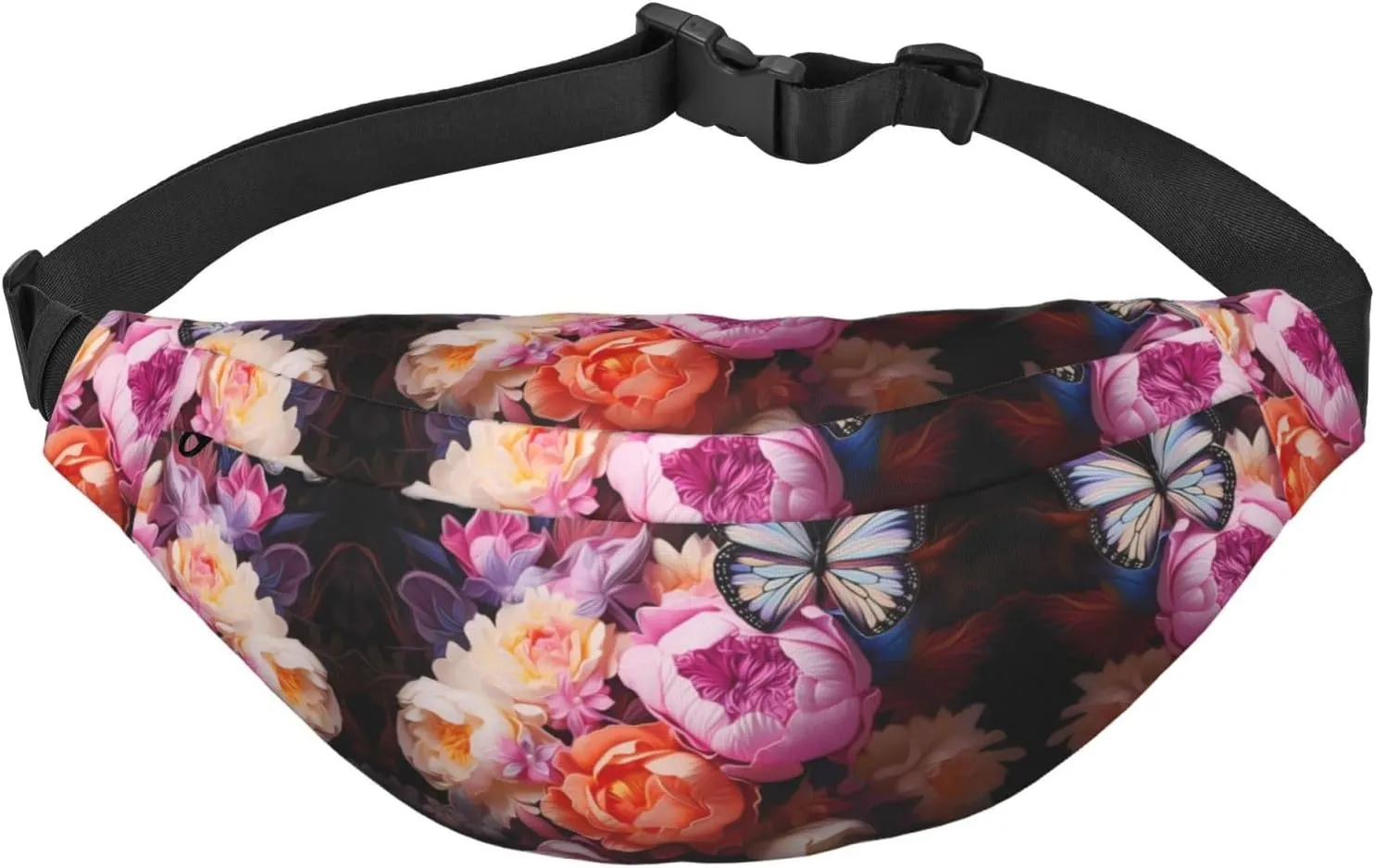 Butterflies and Fresh Bush Boys large waist bag, travel crossbody waist bag, suitable for enjoying sports, running, cycling, travel, fishing