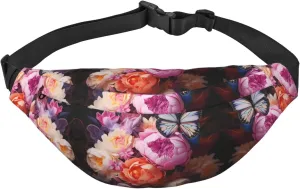 Butterflies and Fresh Bush Boys large waist bag, travel crossbody waist bag, suitable for enjoying sports, running, cycling, travel, fishing