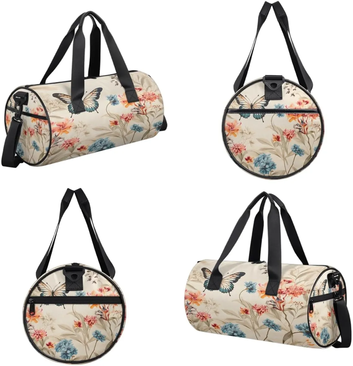 Butterfly Meadow Sports Duffel Bag with Shoulder Strap, Large Capacity Gym Bag with Shoe Compartment, Water Resistant Travel Duffle Bag for Men Women Travel, Sports (17.6x9x9 Inch)