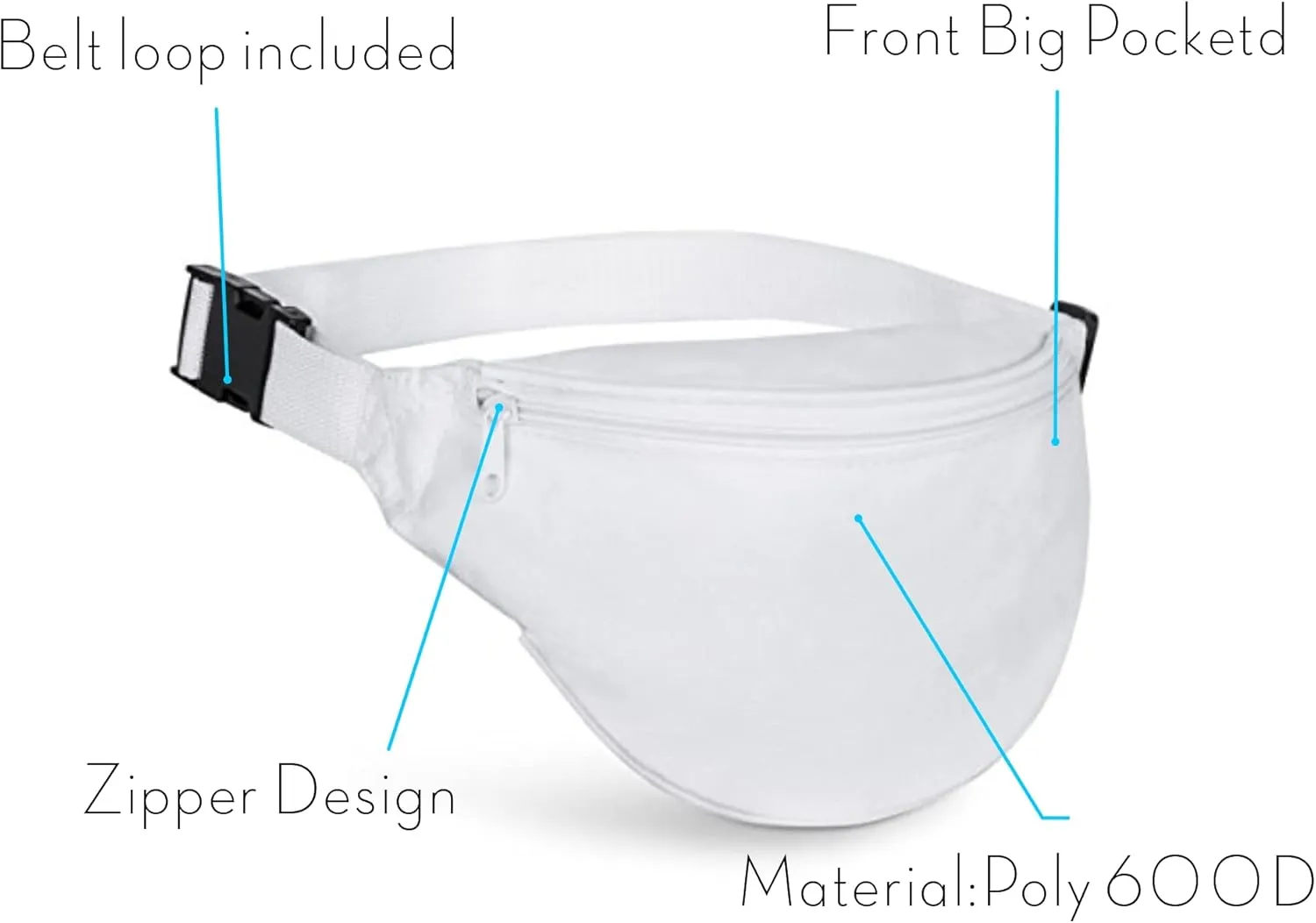 BuyAgain Fanny Pack, Unisex 2 Zipper Quick Release Buckle Travel Sport Running Waist Fanny Pack For Women Men