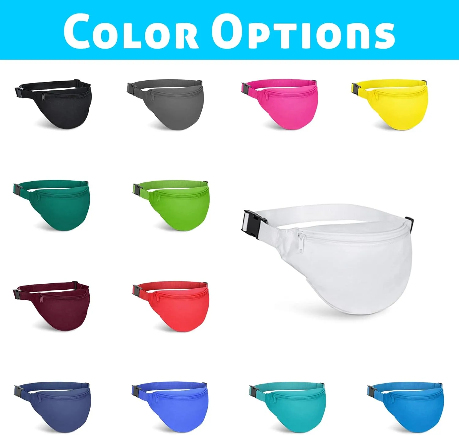 BuyAgain Fanny Pack, Unisex 2 Zipper Quick Release Buckle Travel Sport Running Waist Fanny Pack For Women Men