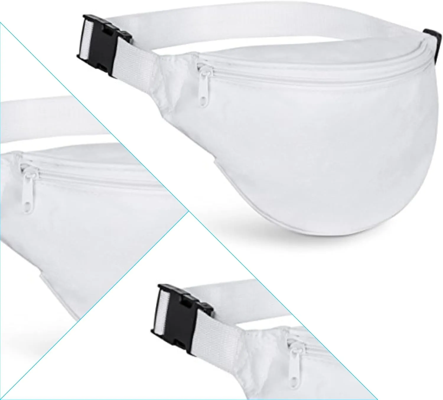 BuyAgain Fanny Pack, Unisex 2 Zipper Quick Release Buckle Travel Sport Running Waist Fanny Pack For Women Men