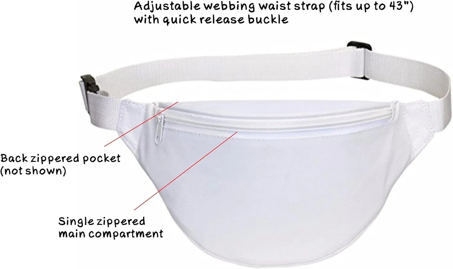 BuyAgain Fanny Pack, Unisex 2 Zipper Quick Release Buckle Travel Sport Running Waist Fanny Pack For Women Men