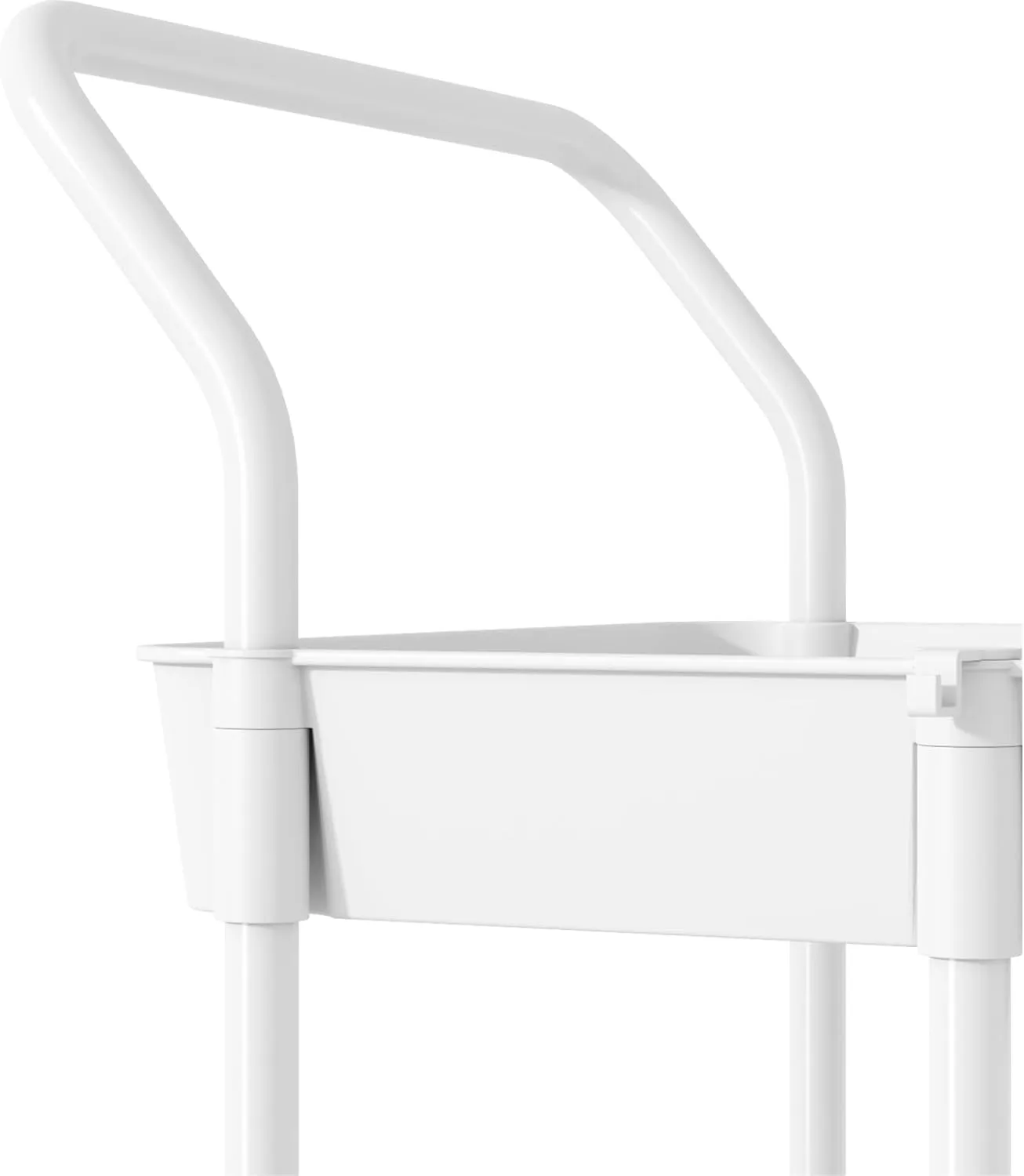 Buzowruil 3-Tier Rolling Utility Cart, Storage Cart with Handle Multi-Purpose and Locking Wheels,with Hanging Basket and Hook for Office, Kitchen, Bathroom,White