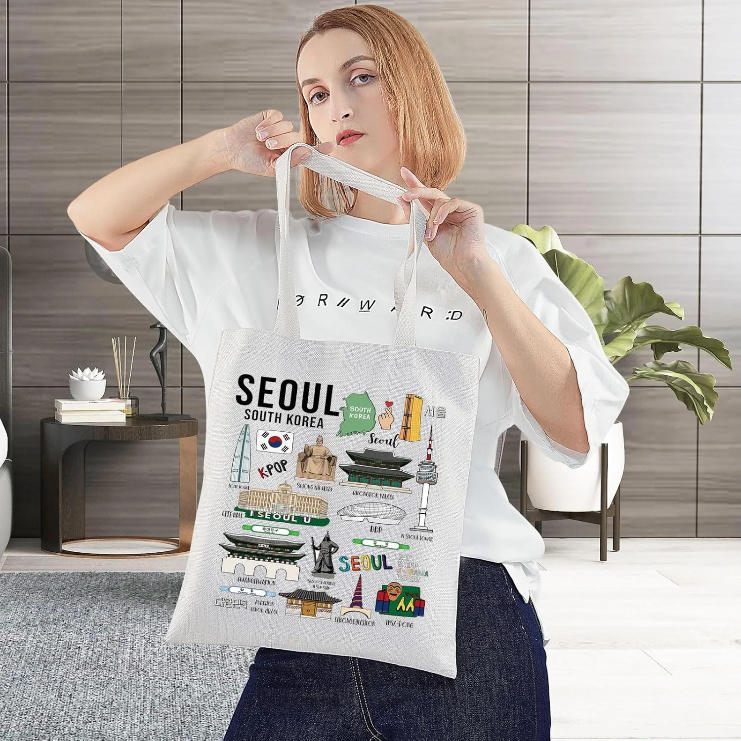 BWWKTOP South Korea Seoul Tote Bag Seoul Souvenirs & Gifts Travel Shoulder Bag