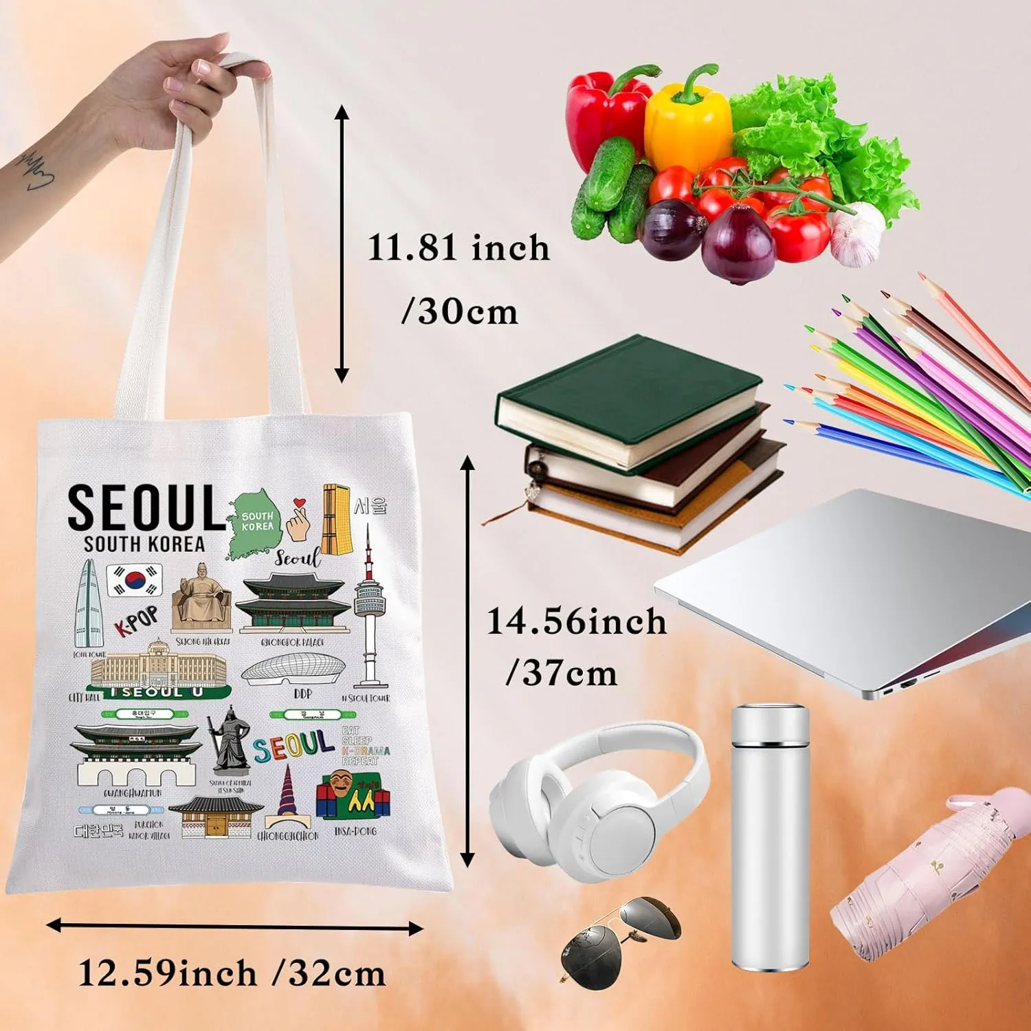 BWWKTOP South Korea Seoul Tote Bag Seoul Souvenirs & Gifts Travel Shoulder Bag