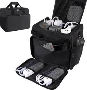 Cable Organizer Bag,Cable Management Box Cord Organizer Case,Electronics Cord Storage Bag with Adjustable Divider Large Cable Storage Bag Carrying Case for Cable, Cord,Power Strip