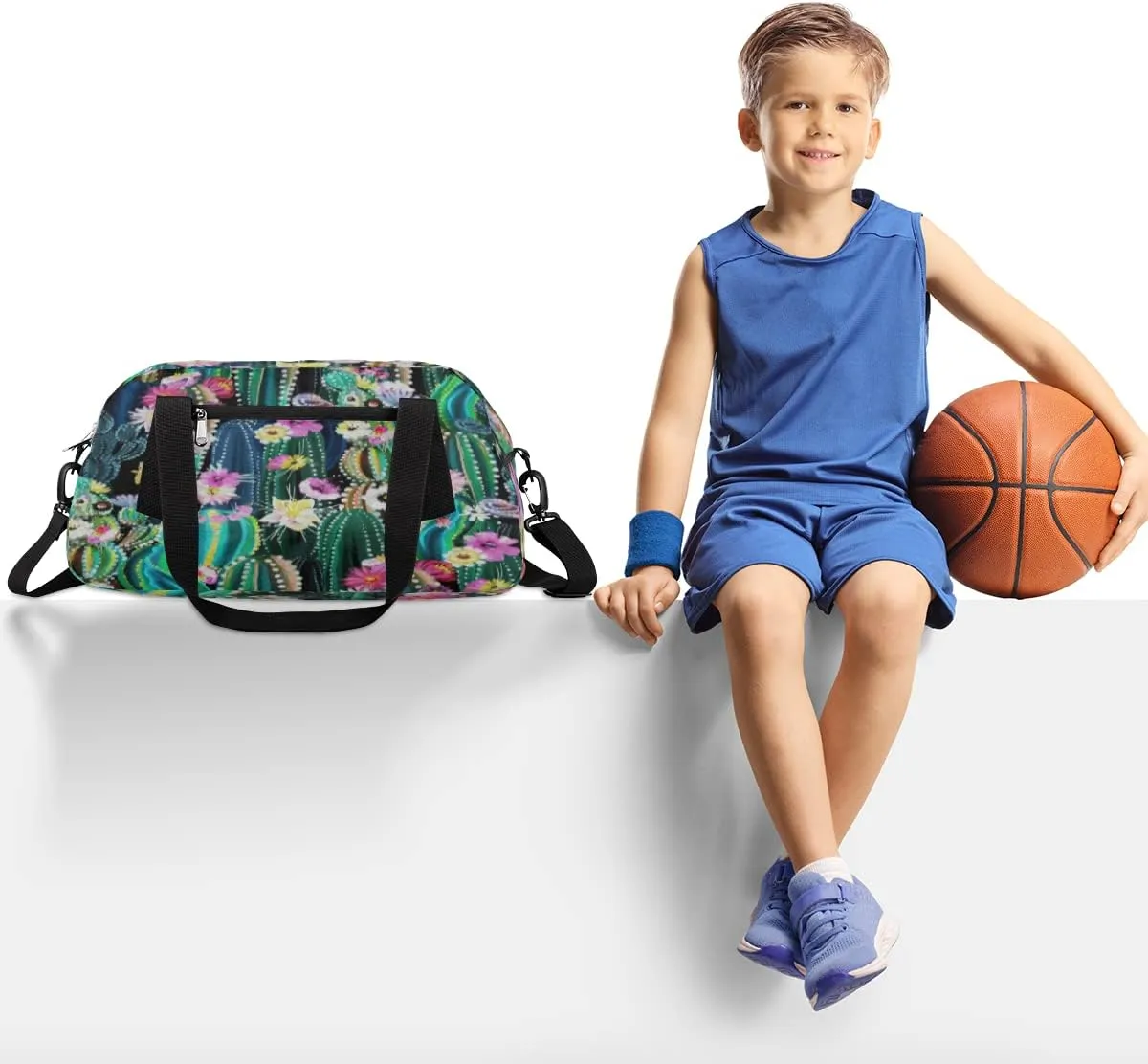 Cactus Colorful Kids Duffel Bag for Girls Boys Teens, Oil Painting Dance Bag Overnight Small Duffel Bag Carry On Weekend Sports Gym Travel Bag for School Practice Gymnastics Ballet