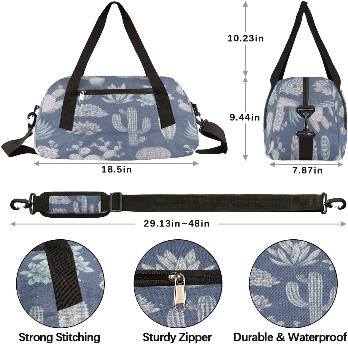 Cactus Succulent Kids Duffel Bag for Girls Boys Teens, Oil Painting Dance Bag Overnight Small Duffel Bag Carry On Weekend Sports Gym Travel Bag for School Practice Gymnastics Ballet