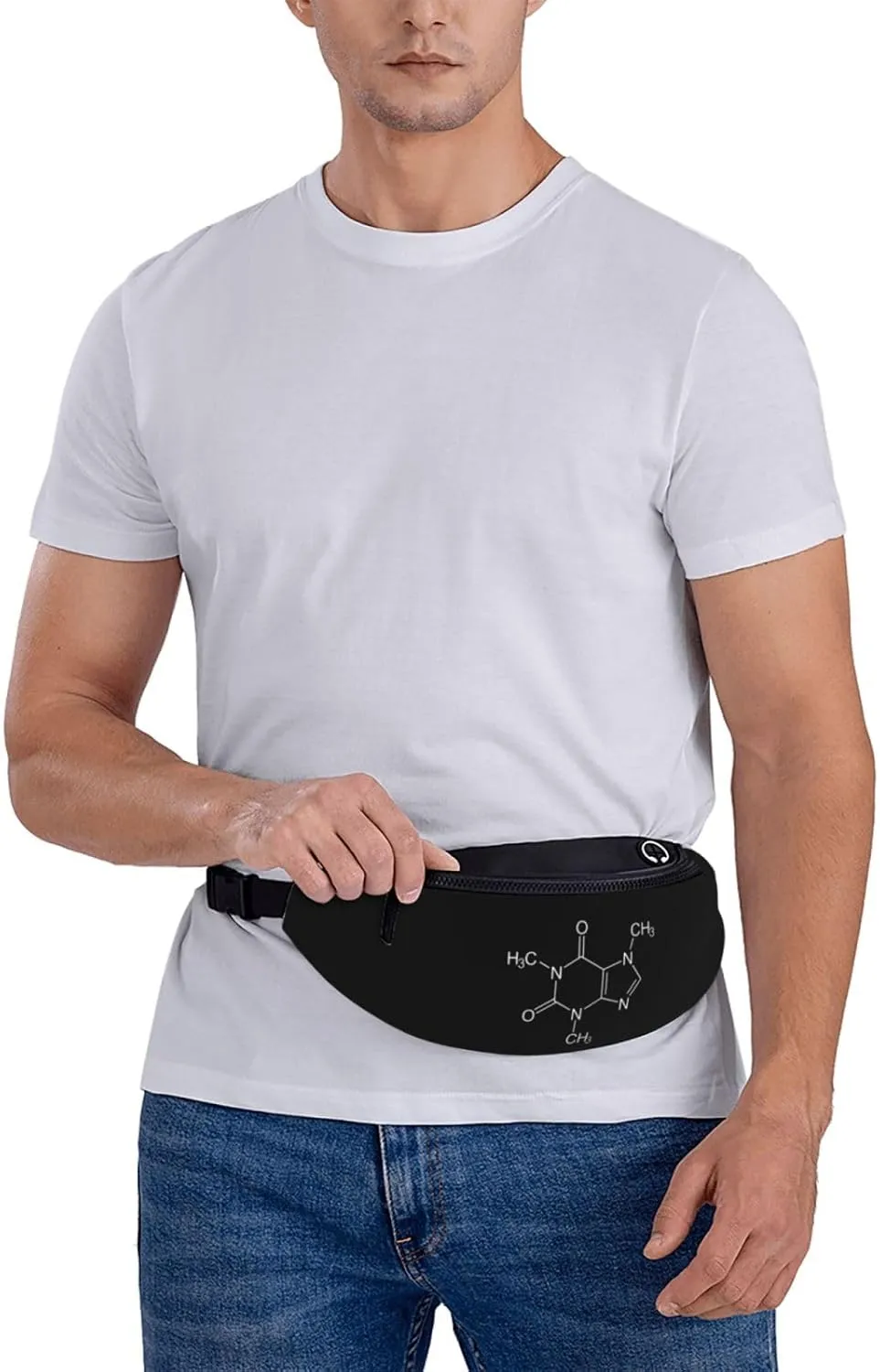 Caffeine Molecule Fanny Pack Adjustable Leisure Travel Lumbar Pack Unisex