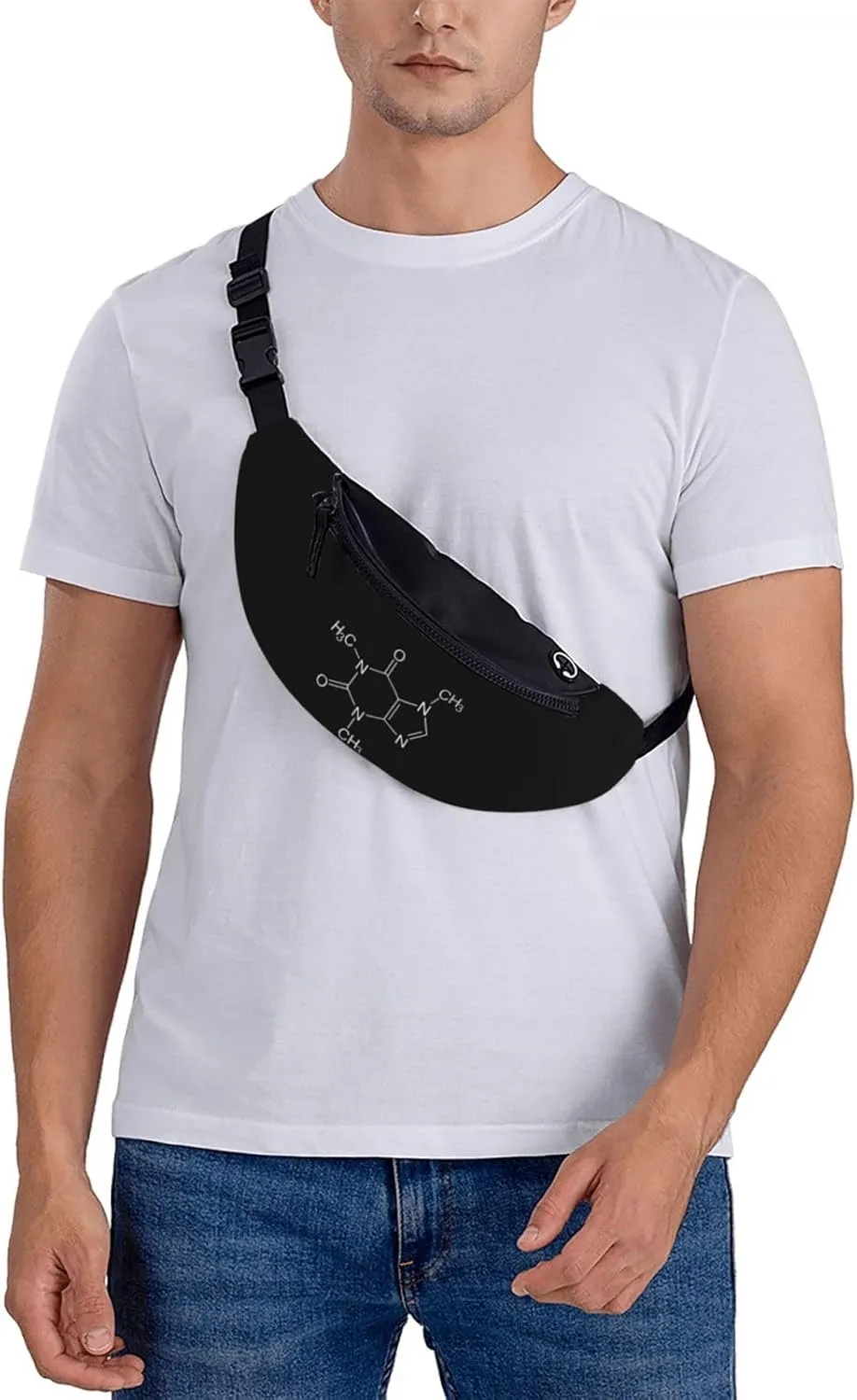 Caffeine Molecule Fanny Pack Adjustable Leisure Travel Lumbar Pack Unisex