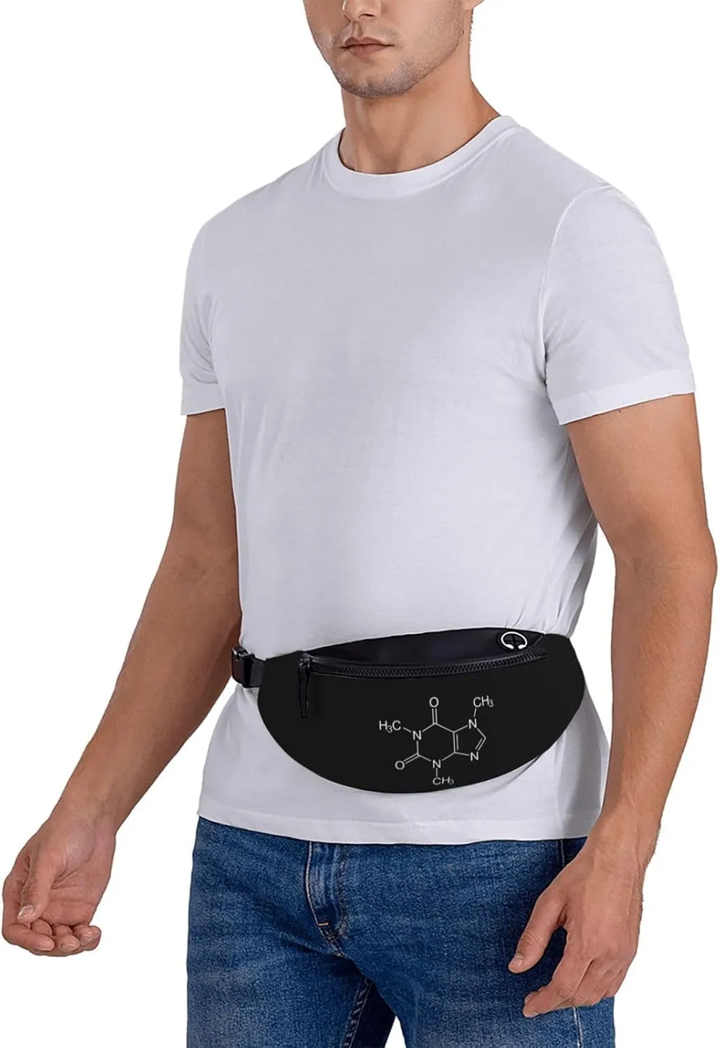 Caffeine Molecule Fanny Pack Adjustable Leisure Travel Lumbar Pack Unisex