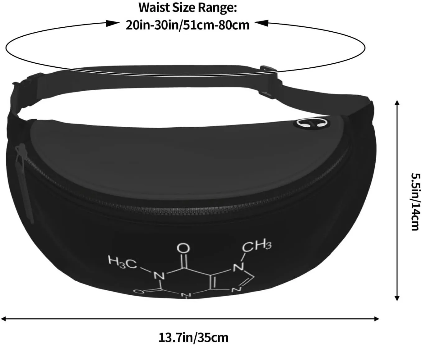 Caffeine Molecule Fanny Pack Adjustable Leisure Travel Lumbar Pack Unisex