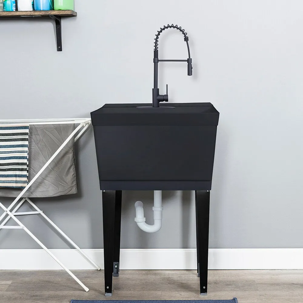 Cambridge Resources Freestanding Black Utility Tub with Faucet