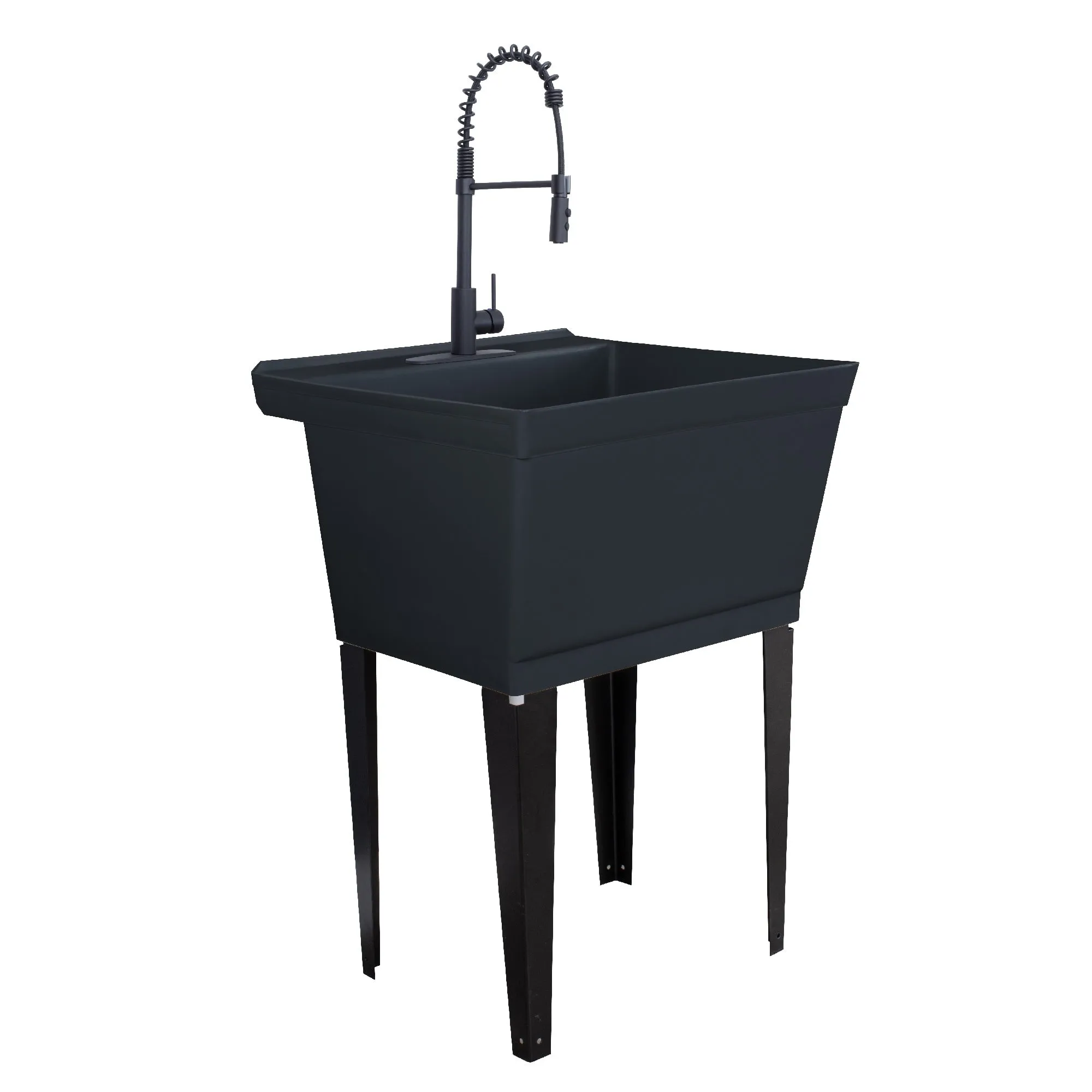 Cambridge Resources Freestanding Black Utility Tub with Faucet