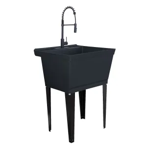 Cambridge Resources Freestanding Black Utility Tub with Faucet