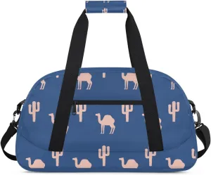 Camel Design Theme Gym Bag Sports Duffle Bag Weekend Sleepover Duffel Bags Small Travel Tote for Overnight Workout Gymnastics Dance Ballet