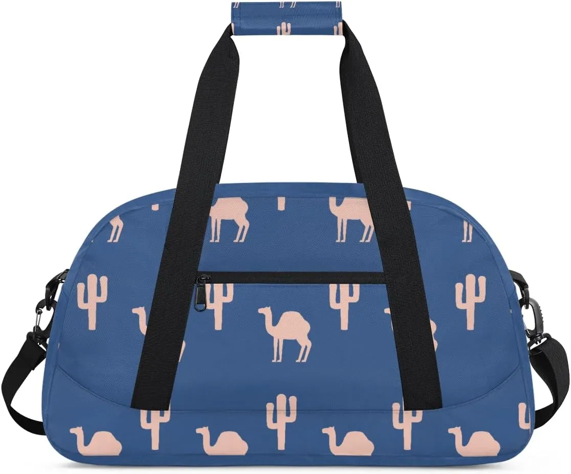 Camel Design Theme Gym Bag Sports Duffle Bag Weekend Sleepover Duffel Bags Small Travel Tote for Overnight Workout Gymnastics Dance Ballet