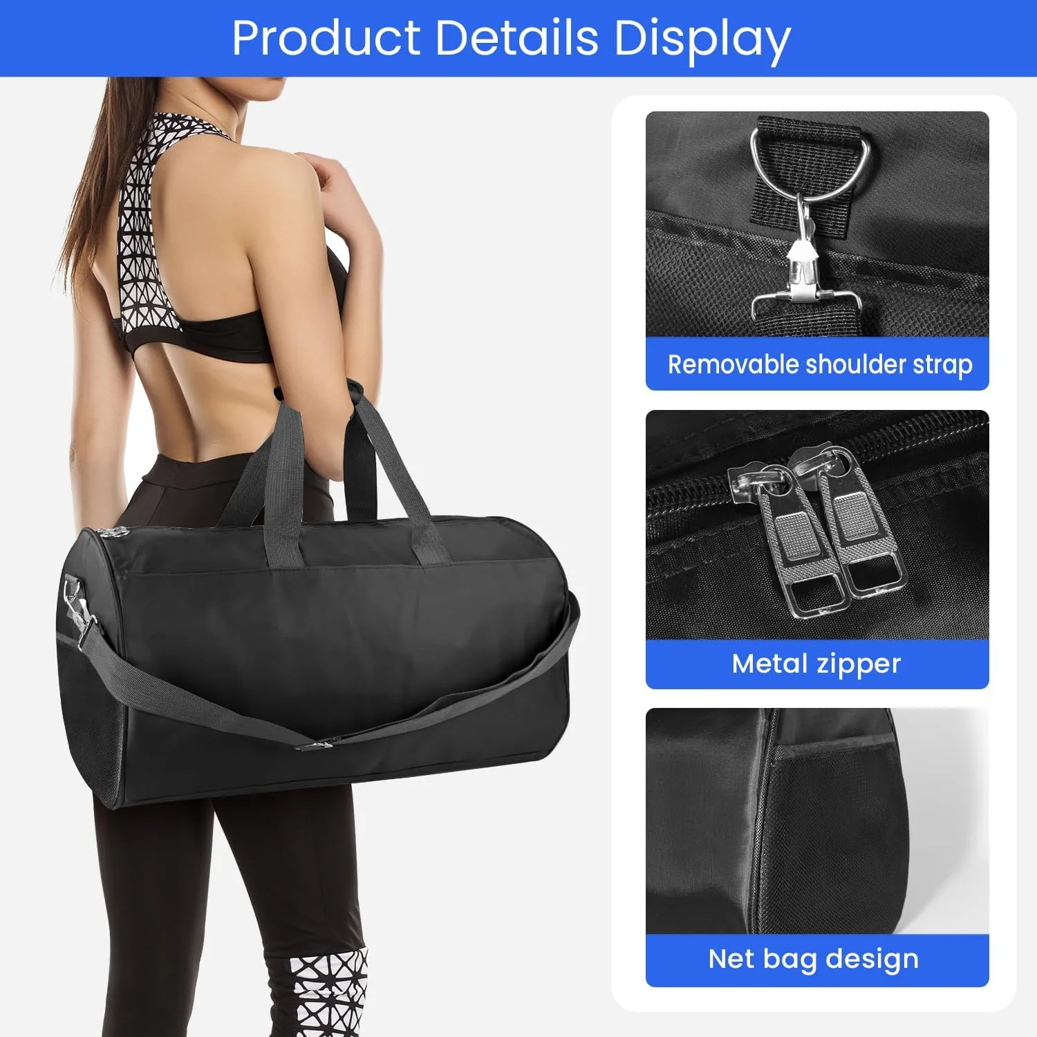 C&F BOGMOST Small Gym Bag for Travel & Duffel - 20 Inch Lightweight Carry On Bag for Men & Women, Mini Duffel Bag,Perfect for Sports, Weekend Trips, and Overnight Stays, Black