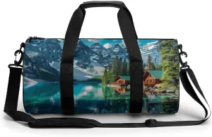 Canada Ohara Lake Yoho National Park With Mountains Nature Scenery Gym Bag Print Duffle Bag Weekender Travel Overnight Bag Sports Bag for Men Women Gym Swimming Yoga