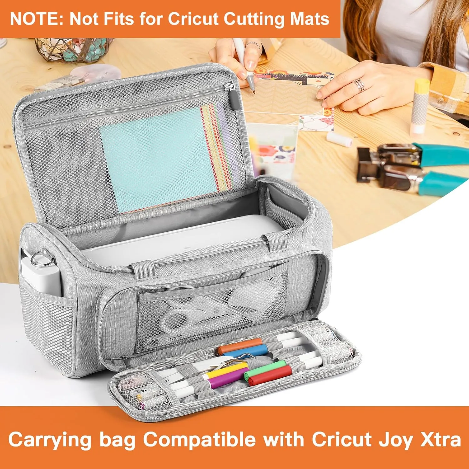 Carrying Case Compatible with Cricut Joy Xtra Smart Cutting Machine,Protable Storage Bag with Shoulder Strap Compatible with Cricut Joy Xtra Accessories,Cricut Tools,Grey