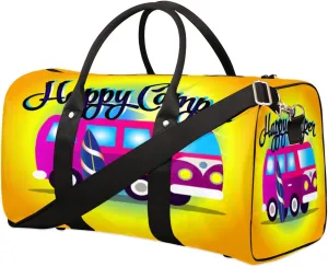 Cartoon Camper Bus Travel Duffle Bag for Men Women Recreational Car Overnight Weekender Bag Foldable Travel Duffel Bag Large Sports Gym Bag Waterproof Luggage Tote Bag Tear Resistant
