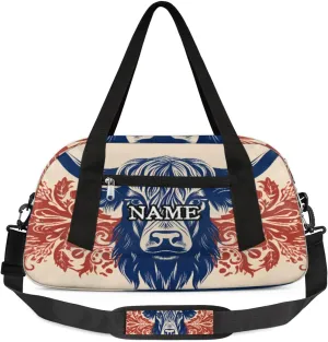 Cattle Head Printing Personalized Kids Duffel Bag Custom Gym Sports Duffle Bag Teen Travel Gymnastic Weekender Overnighter Bag Carry on Toe Bag for Boys & Girls