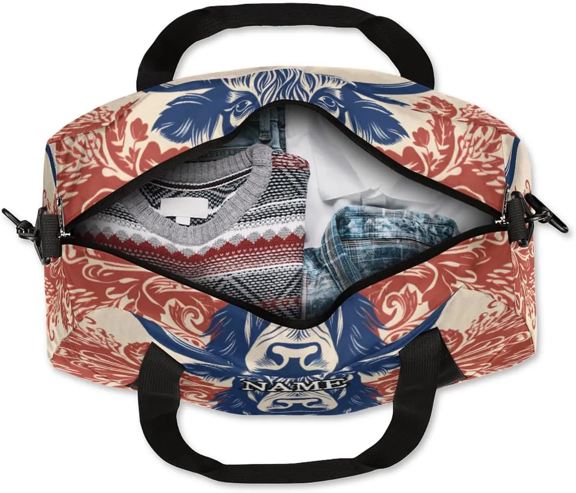 Cattle Head Printing Personalized Kids Duffel Bag Custom Gym Sports Duffle Bag Teen Travel Gymnastic Weekender Overnighter Bag Carry on Toe Bag for Boys & Girls