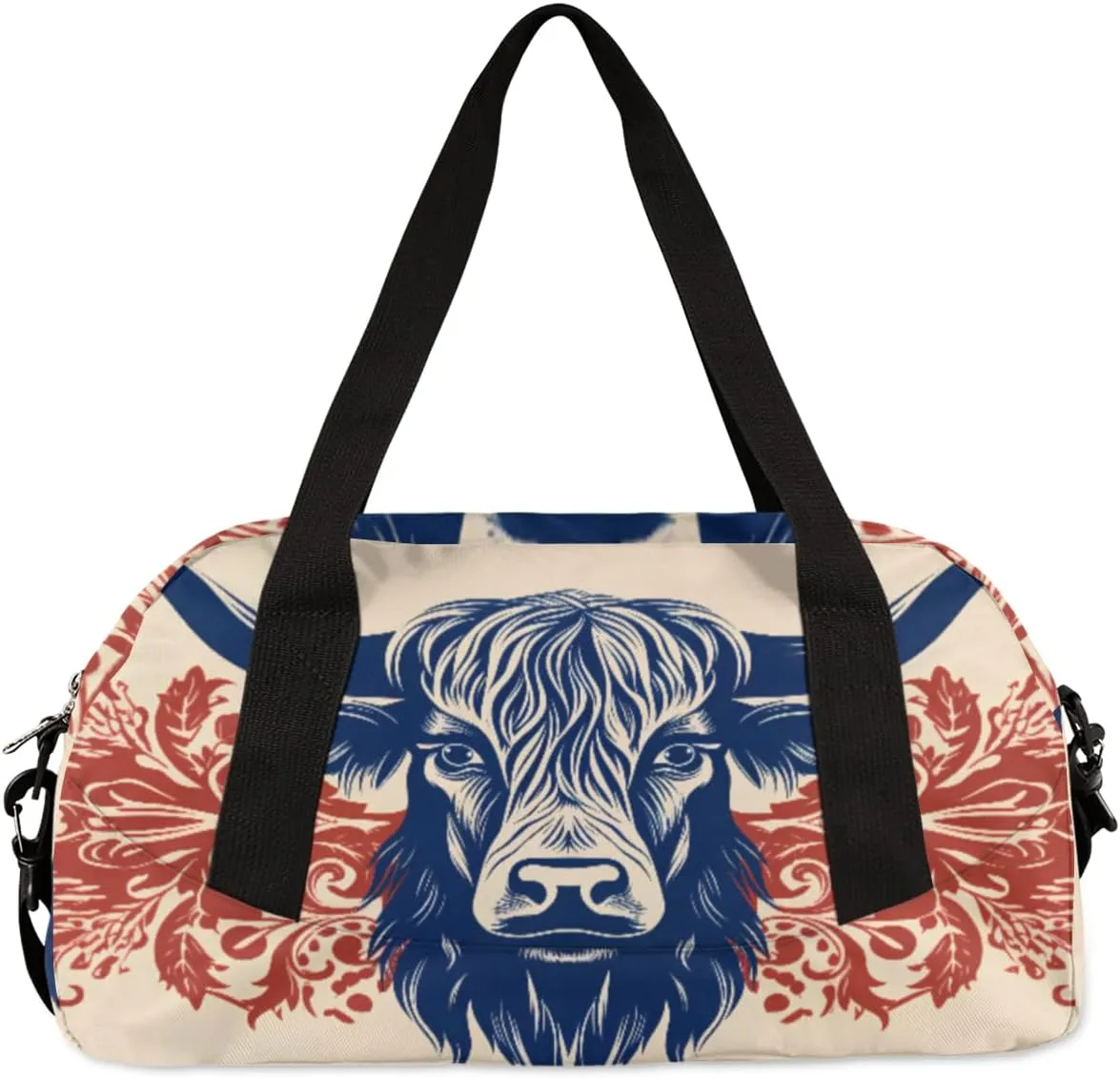 Cattle Head Printing Personalized Kids Duffel Bag Custom Gym Sports Duffle Bag Teen Travel Gymnastic Weekender Overnighter Bag Carry on Toe Bag for Boys & Girls