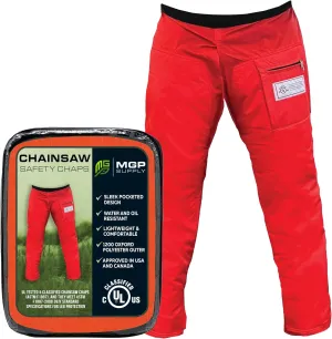 Chainsaw Safety Chaps- Heavy Duty Chainsaw Chaps for Men and Women | Orange Apron Style Safety Pants | Adjustable Waist | Water/Oil Resistant
