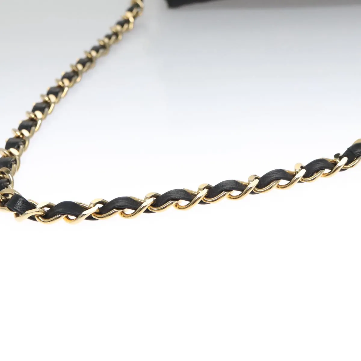 CHANEL Bicolore Chain Matelasse Shoulder Bag Lamb Skin Black Gold CC 103228