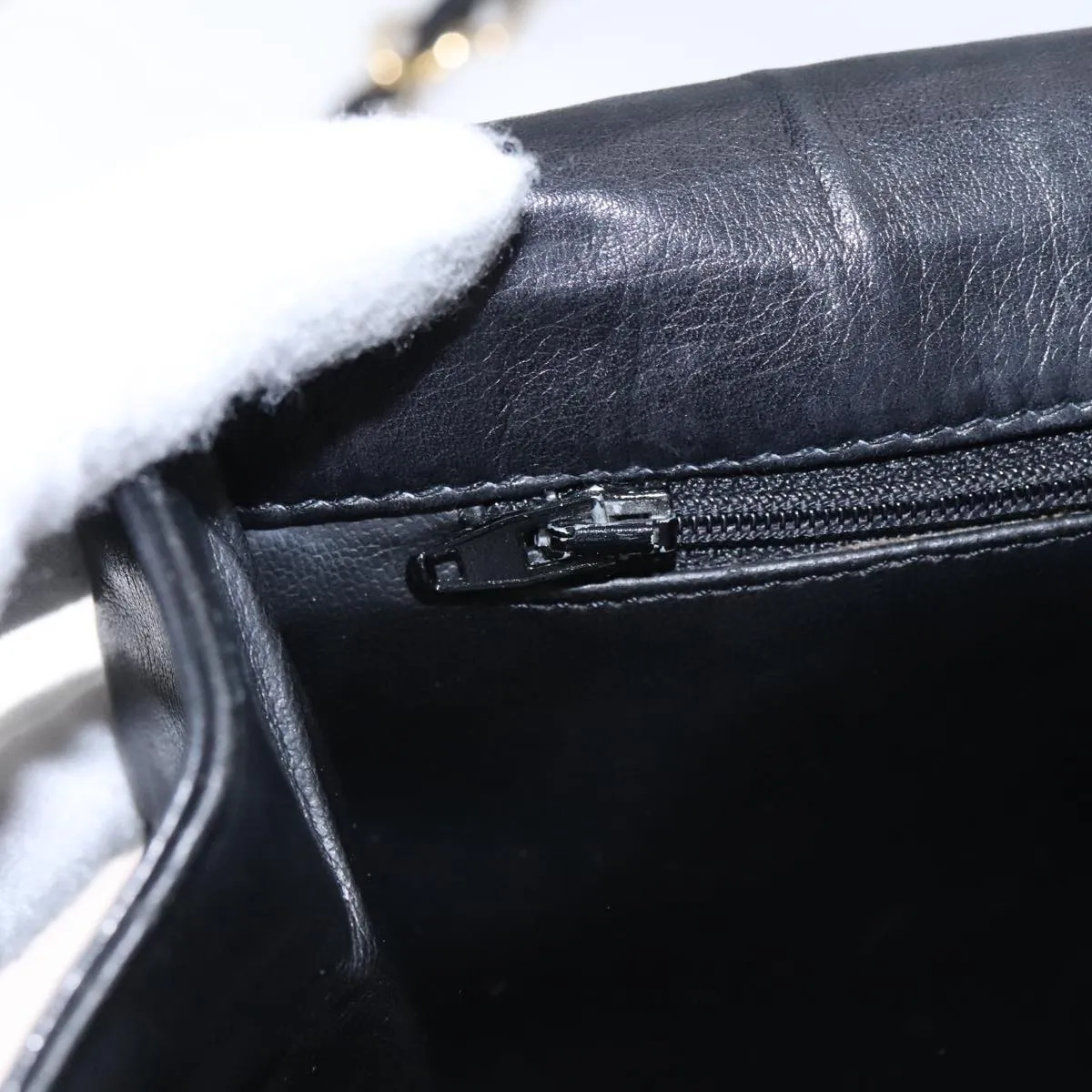 CHANEL Bicolore Chain Matelasse Shoulder Bag Lamb Skin Black Gold CC 103228