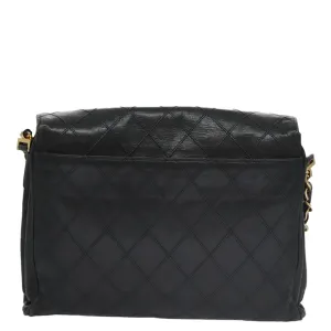 CHANEL Bicolore Chain Matelasse Shoulder Bag Lamb Skin Black Gold CC 103228