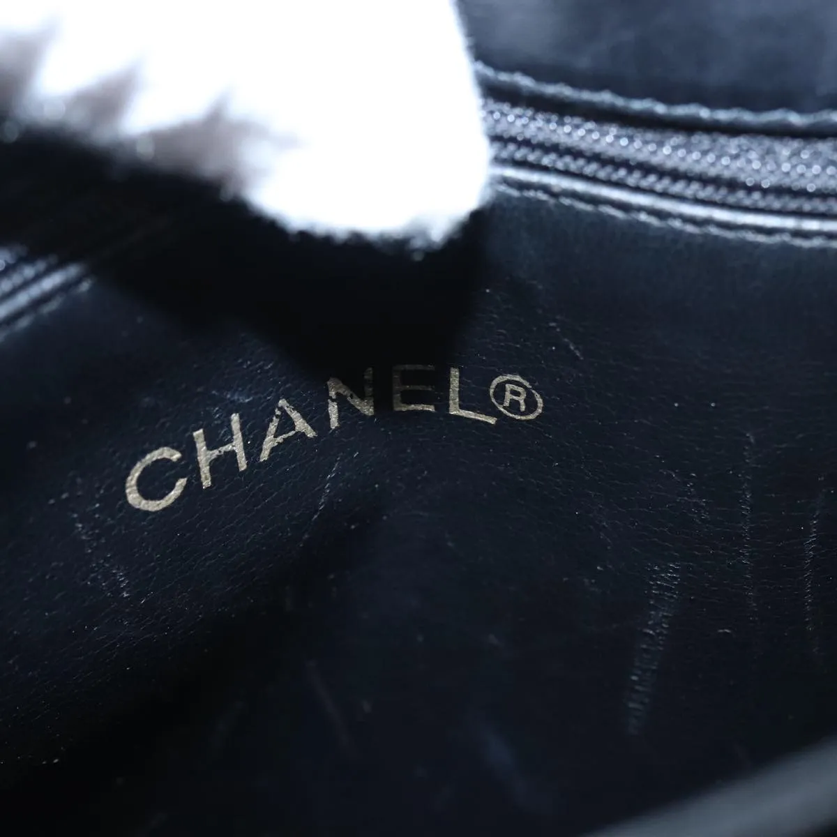 CHANEL Bicolore Chain Matelasse Shoulder Bag Lamb Skin Black Gold CC 103228