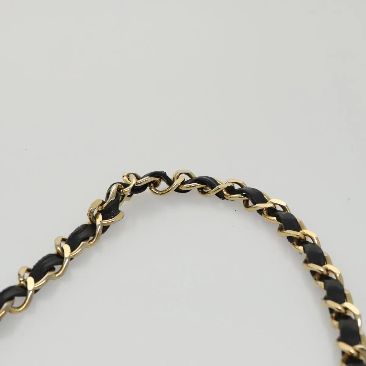 CHANEL Bicolore Chain Matelasse Shoulder Bag Lamb Skin Black Gold CC 103228