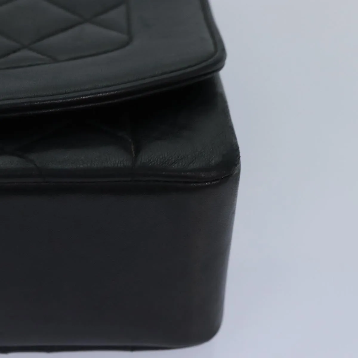 CHANEL Diana Matelasse Chain Shoulder Bag Lamb Skin Black CC 87740A