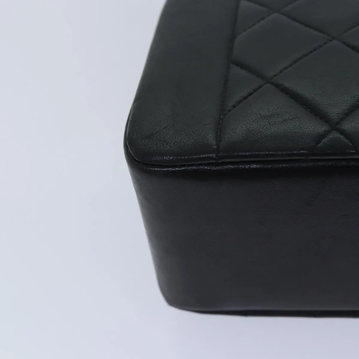 CHANEL Diana Matelasse Chain Shoulder Bag Lamb Skin Black CC 87740A