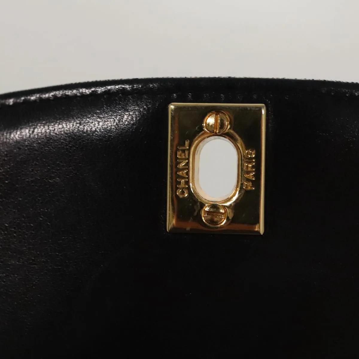 CHANEL Matelasse 25 Chain Diana Shoulder Bag Patent Black Gold CC 99928