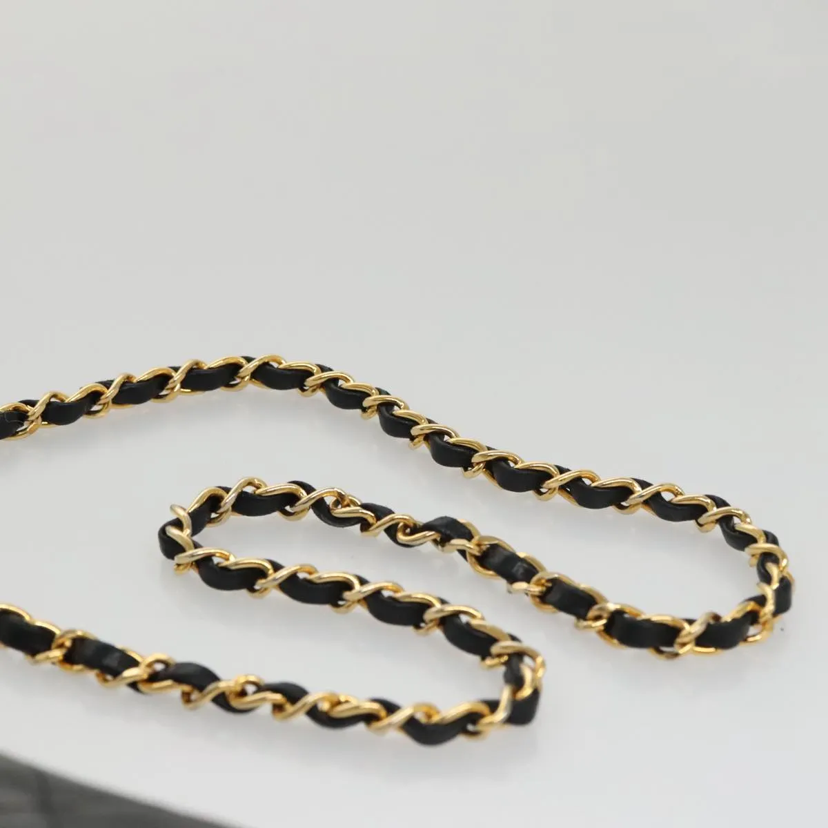 CHANEL Matelasse 25 Chain Diana Shoulder Bag Patent Black Gold CC 99928