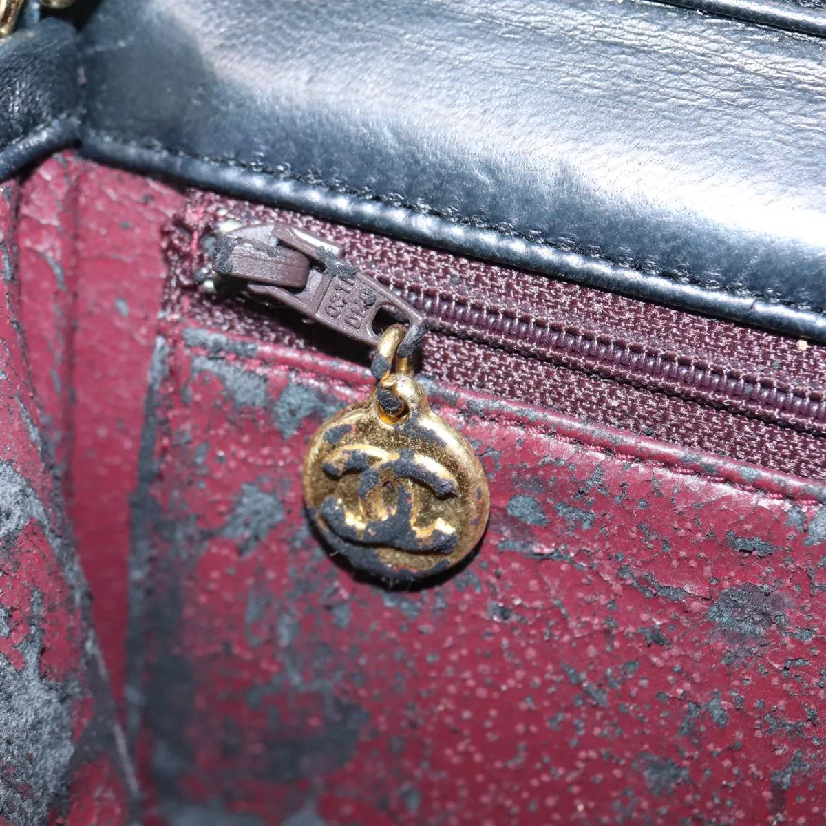 CHANEL Matelasse Chain Shoulder Bag Lamb Skin Black Gold CC bs16822