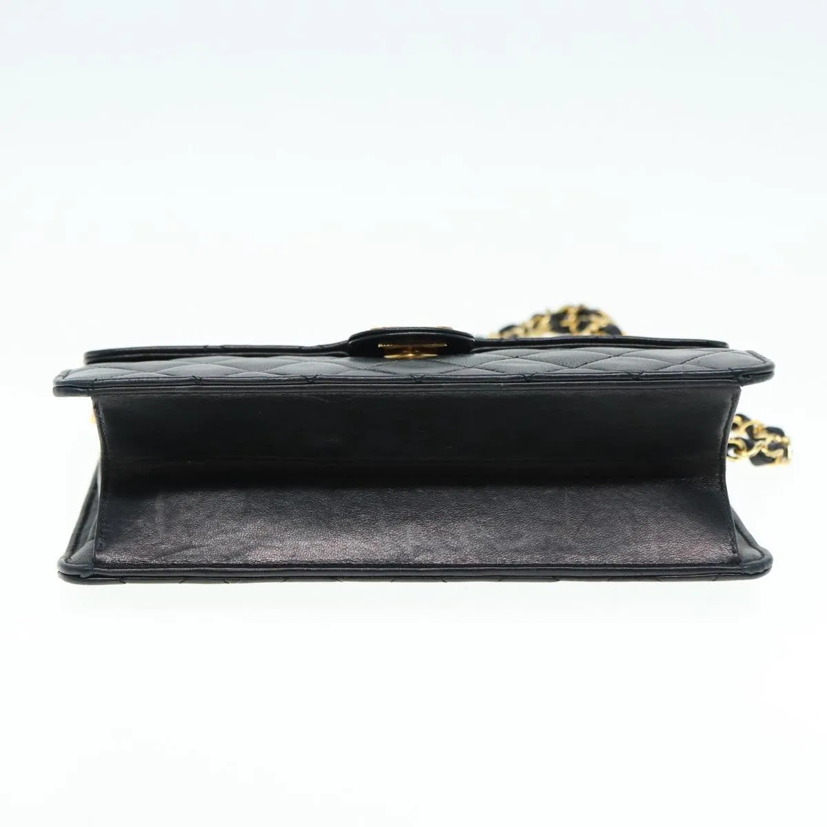CHANEL Matelasse Chain Shoulder Bag Lamb Skin Black Gold CC bs16822