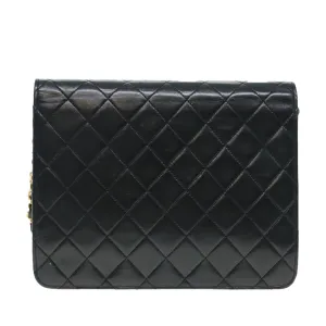 CHANEL Matelasse Chain Shoulder Bag Lamb Skin Black Gold CC bs16822