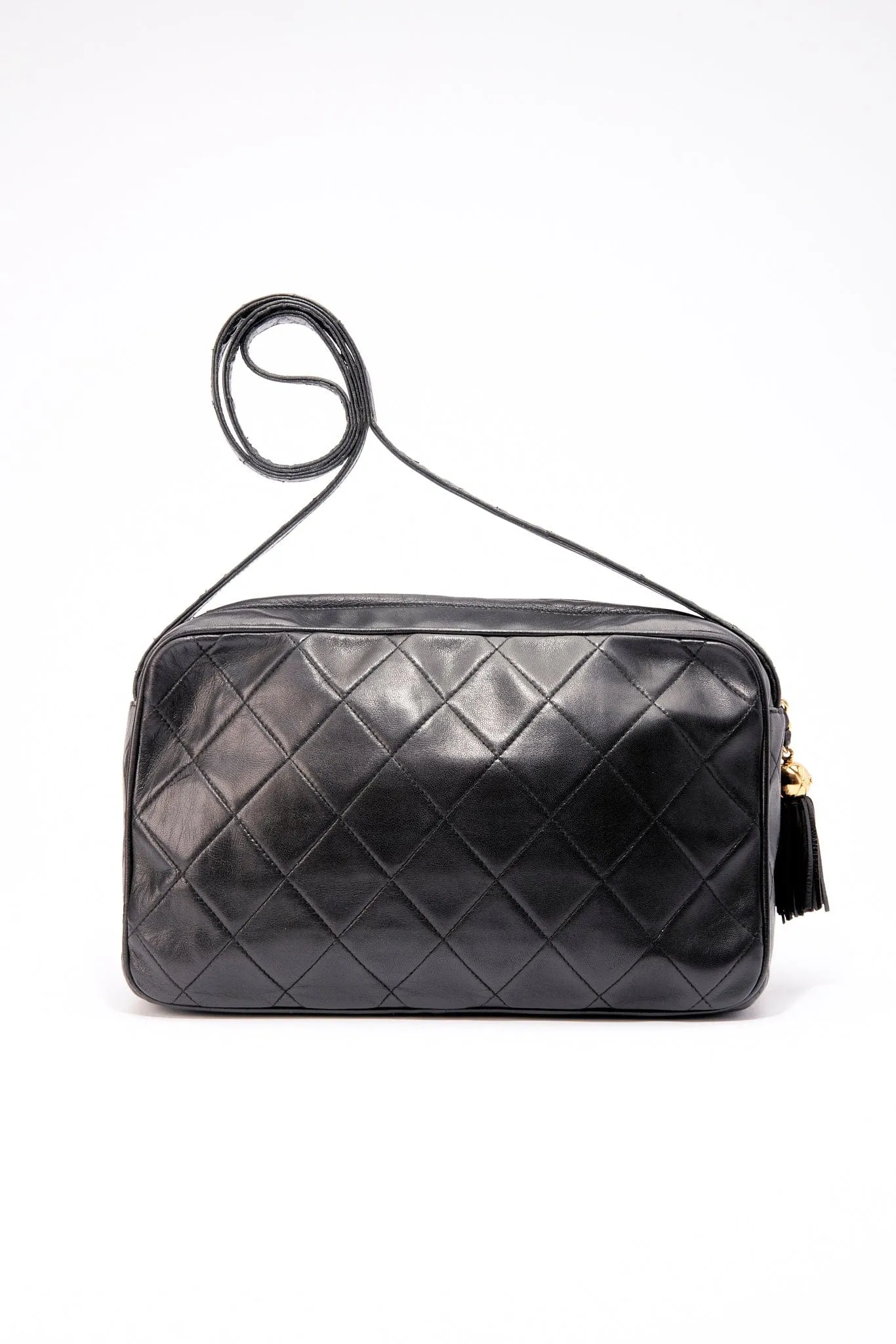 Chanel Quilted Black Camera Crossbody Bag
