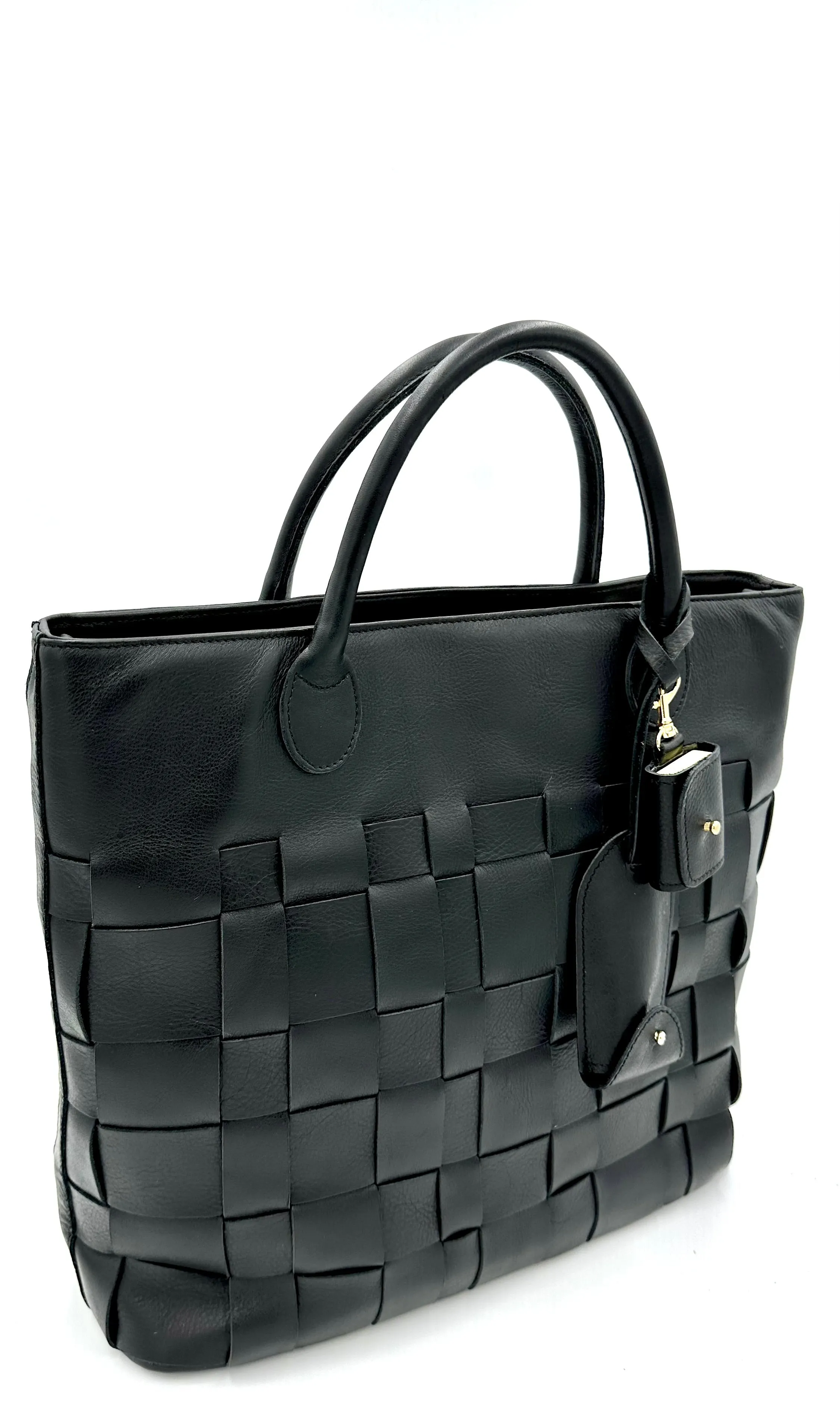 Charlotte Woven Leather Tote - Black