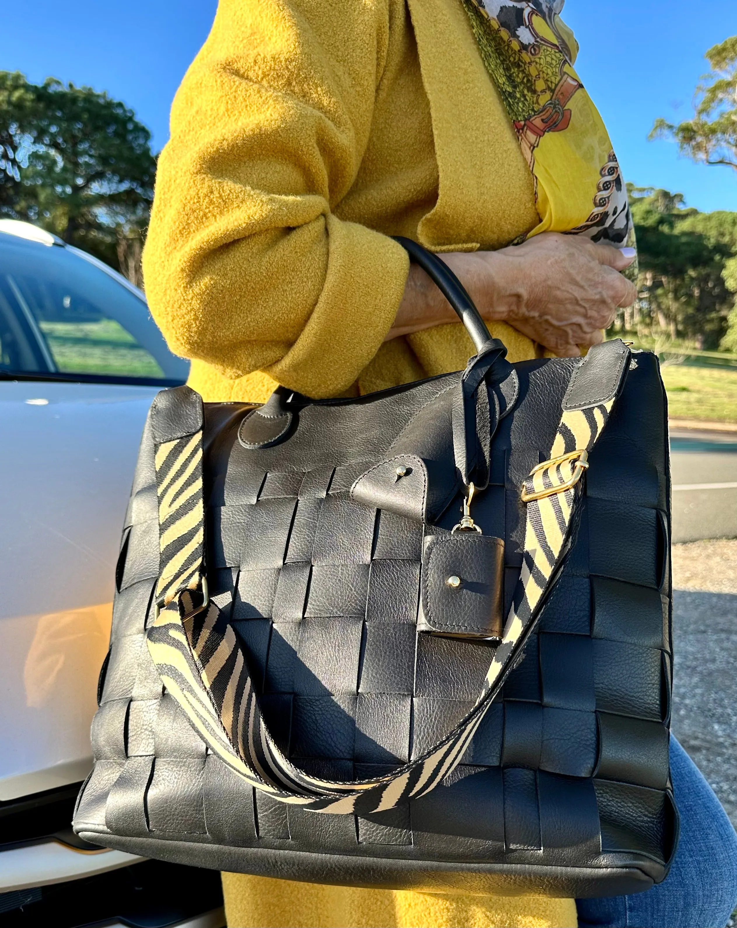 Charlotte Woven Leather Tote - Black