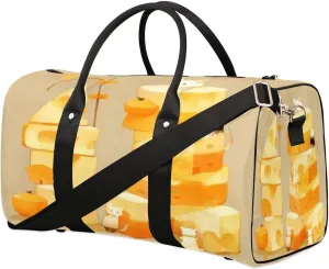 Cheese Pattern Travel Duffel Bag for Women Men Foldable Sport Gym Tote Bag Lightweight Waterproof Weekender Overnight Bag for Weekend Holiday Gym Swim Yoga
