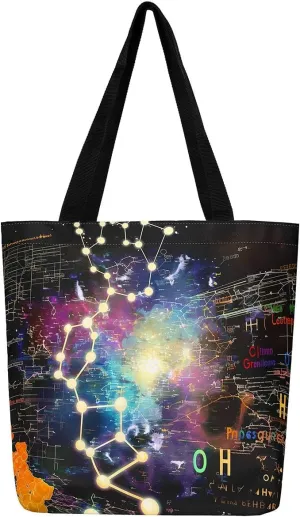 Chemical Equation Canvas Tote Bag for Women,Chemistry Large Capacity Gym Bag Science Students Learning Gift